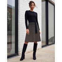 Roman Checked Belted Knee Length Jumper Dress Black