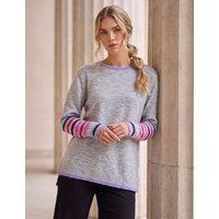 Roman Contrast Stripe Jumper Light Grey Mix