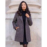 Roman Petite Double Breasted Funnel Neck Pea Coat Black