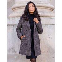 Roman Petite Double Breasted Funnel Neck Pea Coat Black