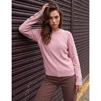 Roman Petite Crew Neck Button Detail Jumper Light Pink