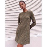 Roman Textured Mini Swing Dress Khaki