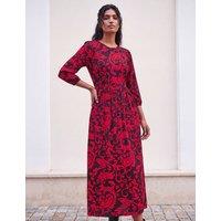 Roman Paisley Round Neck Midi Dress Red