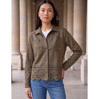 Roman Faux Suede Cut Out Detail Shacket Khaki