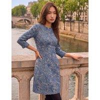 Roman Paisley Knee Length Shift Dress Blue