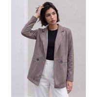 Roman Petite Suedette Lightweight Collared Jacket Taupe