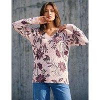 Roman Floral V-Neck Jumper Light Pink