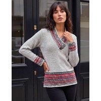 Roman Fair Isle Button Detail Jumper Grey