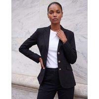 Roman Tailored Crest Button Single Breasted Blazer Black
