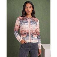 Roman Fluffy Ombre Knit Button Detail Cardigan Blue Mix