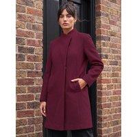 Roman Funnel Neck Tailored Coat Burgundy