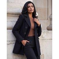 Roman Tailored Double Breasted Short Coat Black