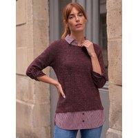 Roman 2 in 1 Textured Mock Shirt Jumper Cherry Red