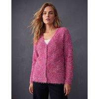 Roman Tinsel Knit Cardigan Red