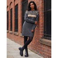 Roman Knitted Knee Length Jumper Dress Dark Grey