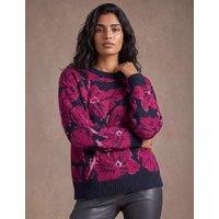 Roman Floral Crew Neck Jumper Burgundy