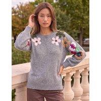 Roman Floral Embellished Jumper Grey