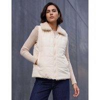 Roman Faux Fur Reversible Zip Up Gilet Cream