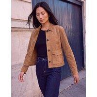 Roman Faux Suede Collared Short Jacket Stone