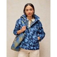 White Stuff Waterproof Printed Padded Hooded Short Coat Navy Mix