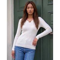 Roman Ribbed Clasp Detail Jumper Ivory