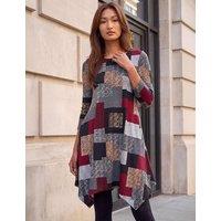 Roman Animal Print Knee Length Knitted Dress Red