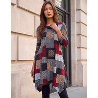 Roman Animal Print Knee Length Knitted Dress Red