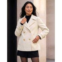 Roman Petite Double Breasted Pea Coat Ivory
