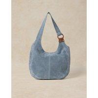 White Stuff Suede Shoulder Bag Mid Blue