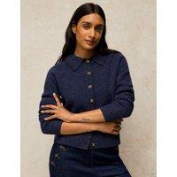White Stuff Wool Rich Collared Cardigan Dark Navy