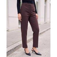 Roman Straight Leg Ankle Grazer Trousers with Stretch Dark Brown