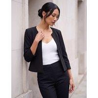 Roman Textured Cropped Tailored Jacket Black