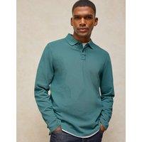 White Stuff Pure Cotton Knitted Polo Shirt Teal