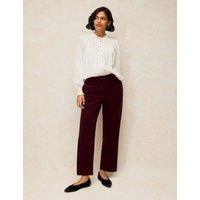 White Stuff Illy Cord Straight Leg Cropped Trousers Plum