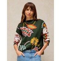 White Stuff Floral Crew Neck Jumper Green Mix