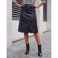 Roman Leather Look Panel Pencil Skirt Black