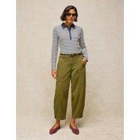 White Stuff Adeline Pure Cotton Utility Barrel Leg Trousers Khaki