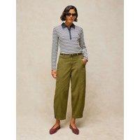 White Stuff Adeline Pure Cotton Utility Barrel Leg Trousers Khaki