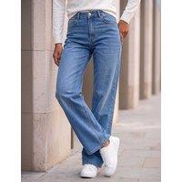 Roman Petite Mid Rise Wide Leg Jeans Denim
