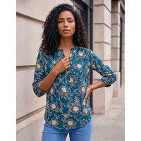 Roman Floral Notch Neck Shirt Green
