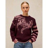 White Stuff Tiger Stripe Jumper With Wool Plum