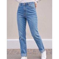 Roman Petite Mid Rise Straight Leg Turn Up Jeans Denim