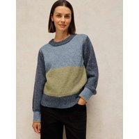 White Stuff Colour Block Crew Neck Jumper Blue Mix