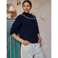 White Stuff Wool Rich Collared Jumper Dark Navy