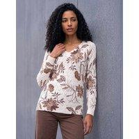Roman Floral V-Neck Jumper Ivory Mix