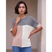 Roman Colour Block Knitted Jumper Light Pink Mix