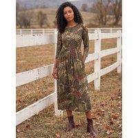 Roman Stretch Jersey Paisley Print Midi Dress Khaki Mix