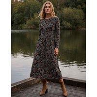 Roman Jersey Floral Midi Dress Black