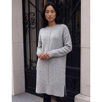 Roman Petite Knitted Pintuck Knee Length Shift Dress Grey