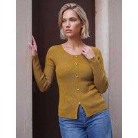 Roman Textured Button Front Fitted Cardigan Olive